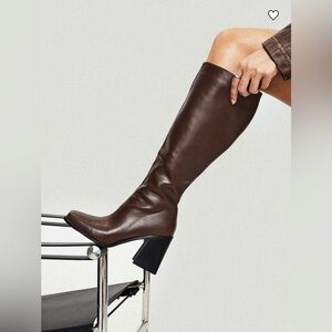 Princess Polly Renzo Dark Brown Knee High Heeled Boots